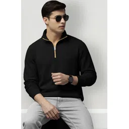 tripr Men Solid High Neck Black Sweater-picture-30