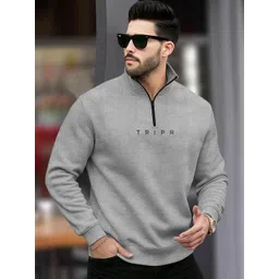 tripr Men Solid High Neck Grey Sweater-picture-33