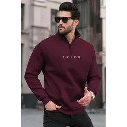 tripr Men Solid High Neck Maroon Sweater-picture-11