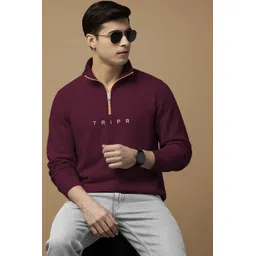 tripr Men Solid High Neck Maroon Sweater-picture-26