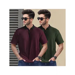TRIPR Pack Of-2 Men Striped Polo Collar Regular Fit T-shirt-picture-34