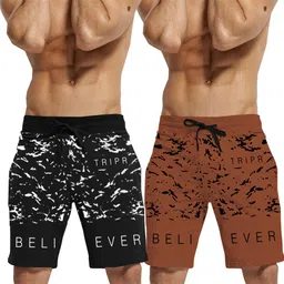 tripr Pack of 2 Printed Men Multicolor Regular Shorts-picture-10