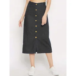 Tripursundari Fashion Denim High-Waist Straight Midi Skirt-picture-13