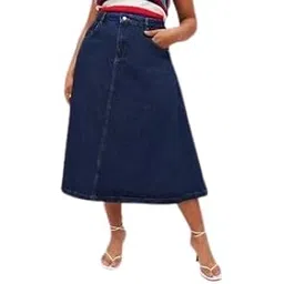 tripursundari fashion Trendy Navy Blue A-Line Maxi Denim Skirt for Women | Buttoned & Zipper Closure | Casual & Stylish Long Skirt-picture-23