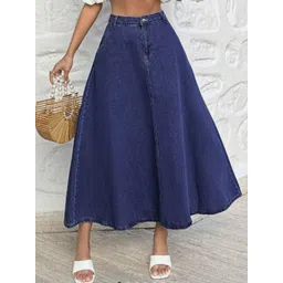 Tripursundari Fashion Women A-Line Denim Midi Skirt-picture-18