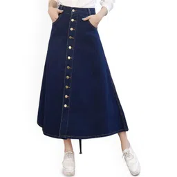 Tripursundari Fashion Women Dyed Buttoned A-Line Maxi Skirt-picture-12
