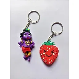 TRISHA STORE Cute Fancy Classy Strawberry Fruit and Lord Krishna Qulatiy Rubber Keyring Keychain (Pack Of 1)-picture-45