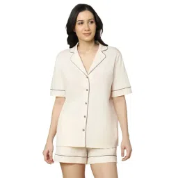Triumph Beige Cotton Shirt & Shorts Set-picture-21