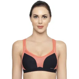 Triumph Black & Peach Padded Sports Bra-picture-39