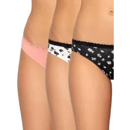 Triumph Black & White Cotton Floral Print Hipster Panties - Pack Of 3-picture-36