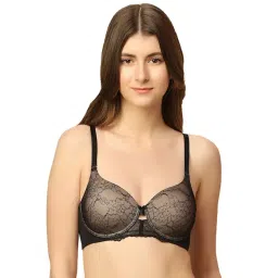 Triumph Black Self Design Non-Wired Medium Coverage Bralette Bra-picture-46