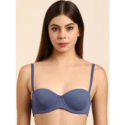 Triumph Blue Underwired Lightly Padded Half Coverage T-Shirt Bra-picture-21