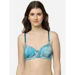 Triumph Green Printed Half Coverage T-Shirt Bra-picture-24