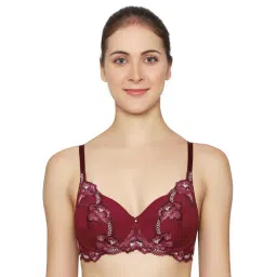 Triumph Maroon Lace Half Coverage Everyday Bra-picture-18