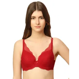 Triumph Red Self Design Under-Wired Medium Coverage Bralette Bra-picture-33