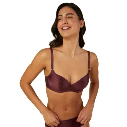 Triumph Wine Striped Under-Wired Medium Coverage T-Shirt Bra-picture-47