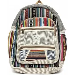 Trivanah Boho Handmade Backpack for Women & Men – Vintage Tribal Canvas Rucksack with Multi-Color Stripes, Large Capacity Eco-Friendly Travel, School & College Bag-picture-13