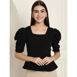 Tromko Puff Sleeve Peplum Top-picture-12