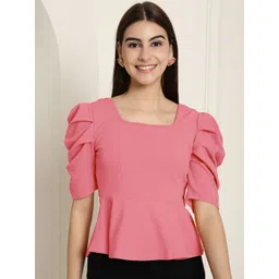 Tromko Puff Sleeve Peplum Top-picture-13