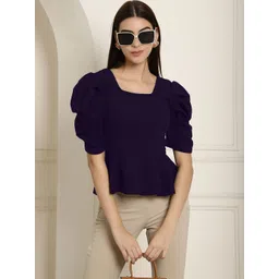 Tromko Puff Sleeve Peplum Top-picture-16