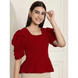 Tromko Puff Sleeve Peplum Top image 4