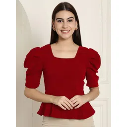 Tromko Puff Sleeve Peplum Top image 5
