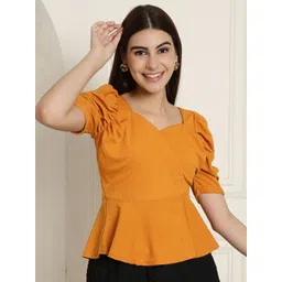 Tromko Sweetheart Neck Puff Sleeve Peplum Top-picture-19