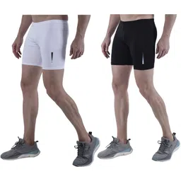 troopline Solid Men White, Black Tights-picture-30