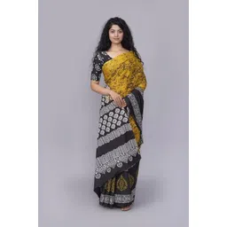 TROPWEAR Linen Blend Block Print Saree image 1