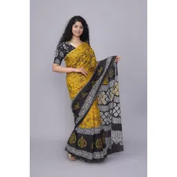 TROPWEAR Linen Blend Block Print Saree image 5