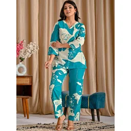 TROPWEAR Printed V-Neck Pure Cotton Top With Palazzos Co-Ords-picture-34