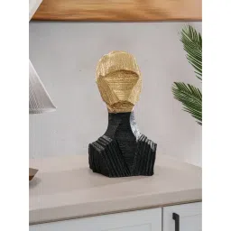 Troveas Black & Gold Resin Goldline Soul Table Decor Art Piece-picture-20