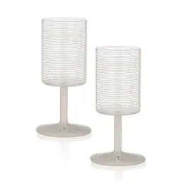 Troveas Transparent String Liner Wine Glasses with White Stem - Set of 2 (140 ml)-picture-48