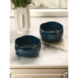 troveas Trovea's Teal Blue Ceramic Serving Bowl Set of 2-picture-40