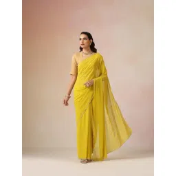 true Browns Lime Embroidered Saree With Unstitched Blouse-picture-47