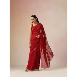 true Browns Maroon Embroidered Saree With Unstitched Blouse-picture-36