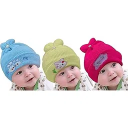 true indian Baby Winter Warm and Soft Cap | Newborn Kid's Hat | Cute Cap for Winter | Woolen Cap for Boys & Girls Pack of 3-picture-33