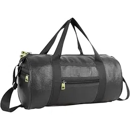 true indian PU-Leather Gym Bag I Gym Duffel Bag with Extra Zip Pocket I Gym Sport/Travel Bag with Shoulder Strap for Men's & Women's (Black)-picture-14