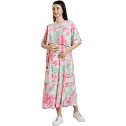true shape Maternity Gown for Women | Knitted Polyester Zipless Feeding Poncho Night Dress with Attached Cape, Easy Nursing & Convenient Pockets for Pre & Post Pregnancy-picture-14