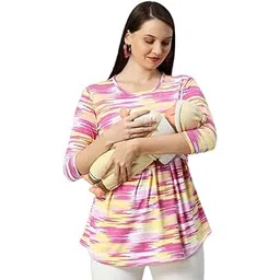 true shape Maternity Tops for Women | Stylish Zipless Feeding Tunic Shirt with Breastfeeding Access in Knitted Hosiery for Pre & Post Pregnancy-picture-11