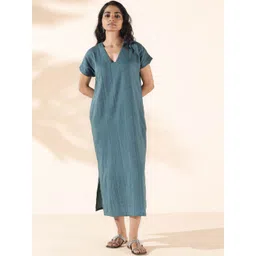 trueBrowns Self Design Cotton A-Line Midi Dress-picture-40
