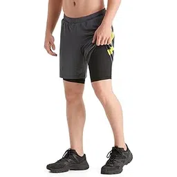 TRUEREVO Men’s 2-in-1 Running & Training Shorts | 8" Quick Dry Workout Shorts with Inner Compression Tights | Sports Shorts for Men | Gym Activewear Half Pants with 2 Front Pockets Black-picture-29