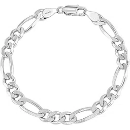 truesilver acpl 925 Sterling Silver BIS Hallmarked Italian 5MM Figaro Chain Bracelet for Men and Boys (7, 7.5, 8, 8.5, 9 Inches)-picture-10
