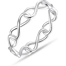 truesilver acpl 925 Sterling Silver Finger Ring for Women | BIS Hallmarked High Polish Infinity Symbol Statement Wedding Band Engagement Rings | (Ring Size - 6,7,8 No.)-picture-42