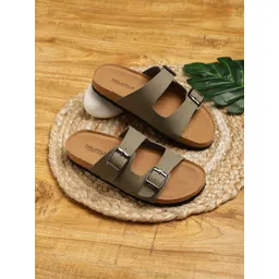 Truffle Collection Buckle Detail Open Toe Flats-picture-27