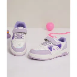 TRUFFLE COLLECTION Panda Designed Colour Blocked Sneakers - Purple & White image 1