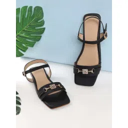 Truffle Collection Women's Black Ankle Strap Sandals-picture-10