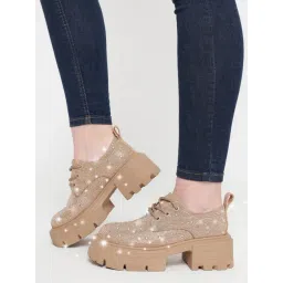 Truffle Collection Women's Khaki Derby Shoes-picture-36