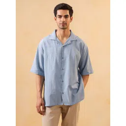 TRULOOM Oversized Cotton Cuban Collar Casual Shirt-picture-22