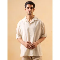 TRULOOM Relaxed Fit Cotton Cuban Collar Casual Shirt-picture-12